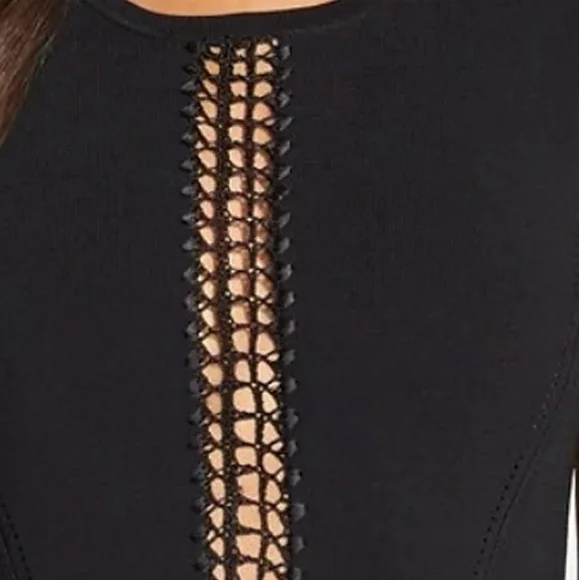 French Connection Cruz Danni Lace Inset Bodycon Dress Black‎ Size 0NWT $188